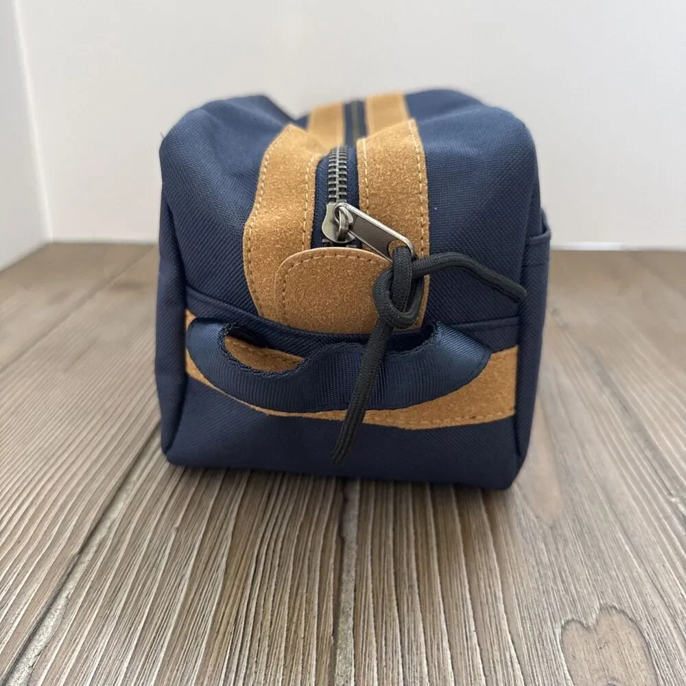 Men’s Navy Canvas Tan Suede Dopp Toiletry Kit Bag
